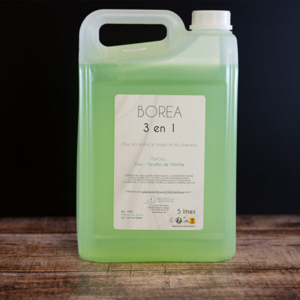 Gel douche Mains, Corps et cheveux  Borea en bidon de 5 litres – Image 2